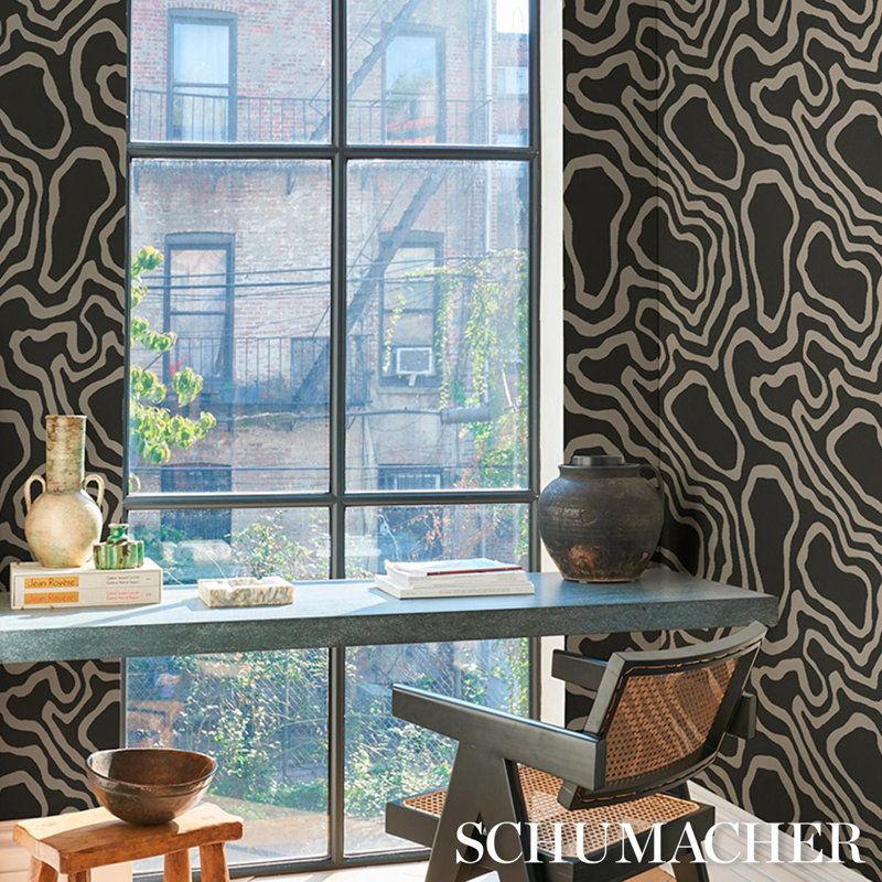 Abstract Non-Woven Wallpaper Roll, Carbon