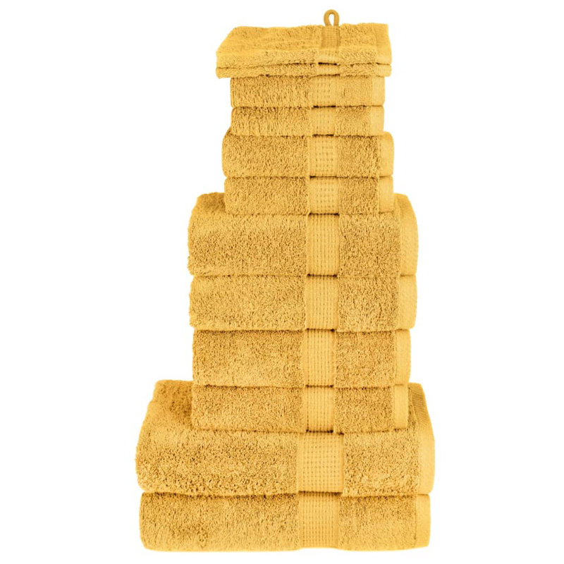 Premium Towel Set SOLUND 600 Gsm, 12 Piece Towel Set, Gold