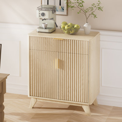 Modern Fluted Storage Cabinet With Drawer and Adjustable Shelf by George Oliver