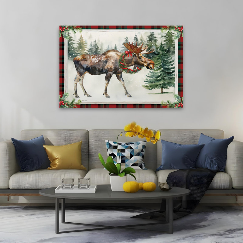 Orignal de Noël - Couronne de Noël contemporaine orignal, H 60 po x l 40 po