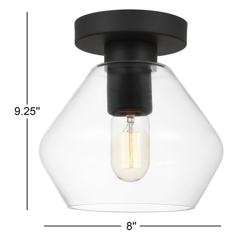 Rooks Glass Semi Flush Mount, Midnight Black