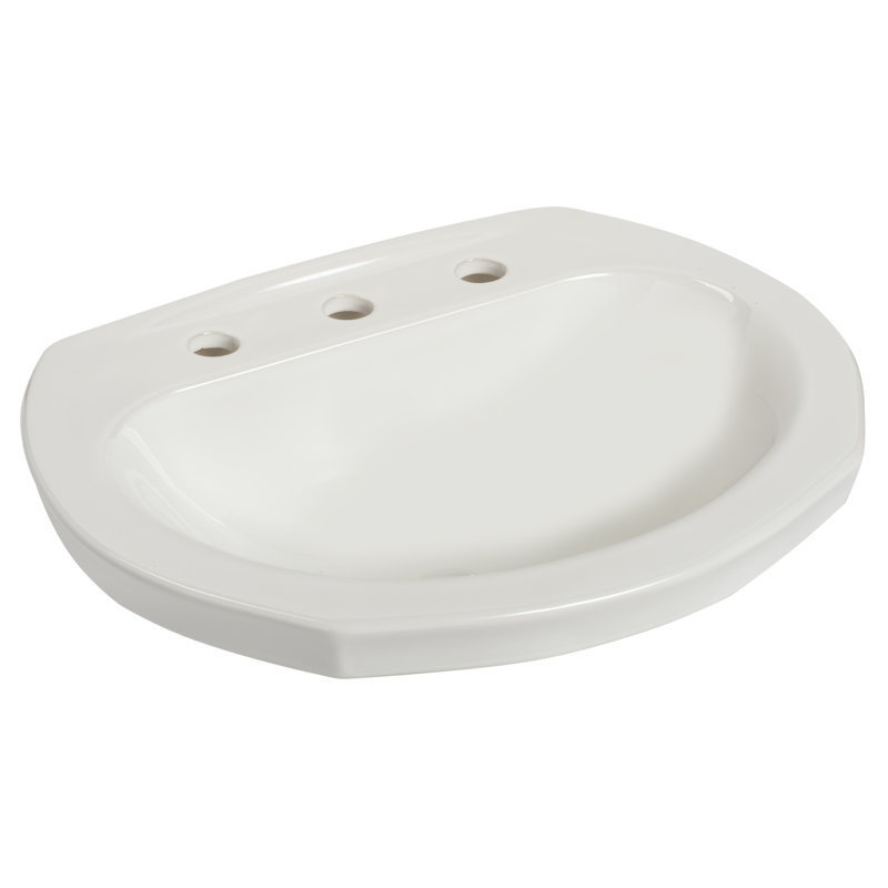 Lavabo de salle de bain circulaire encastré en porcelaine vitreuse avec trop-plein Montclair, Entraxe de 8 po