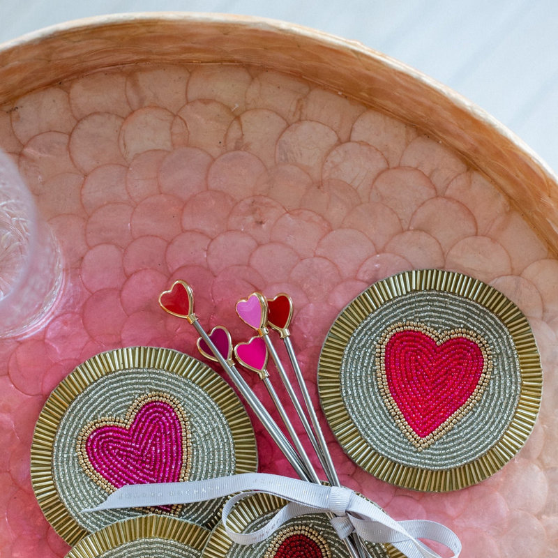 Capiz Shell Decorative Tray, Pink, Pink