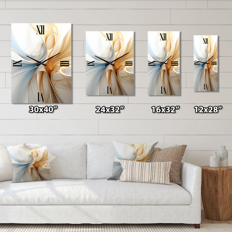 Horloge murale rétro en forme de vague bleue et orange rétro, Medium
