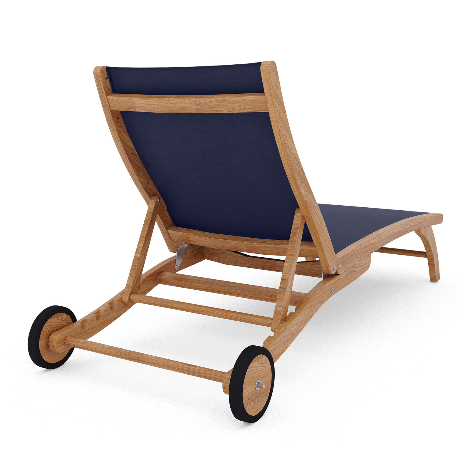 Marfried 29" Teak Patio Chaise Lounge, Blue
