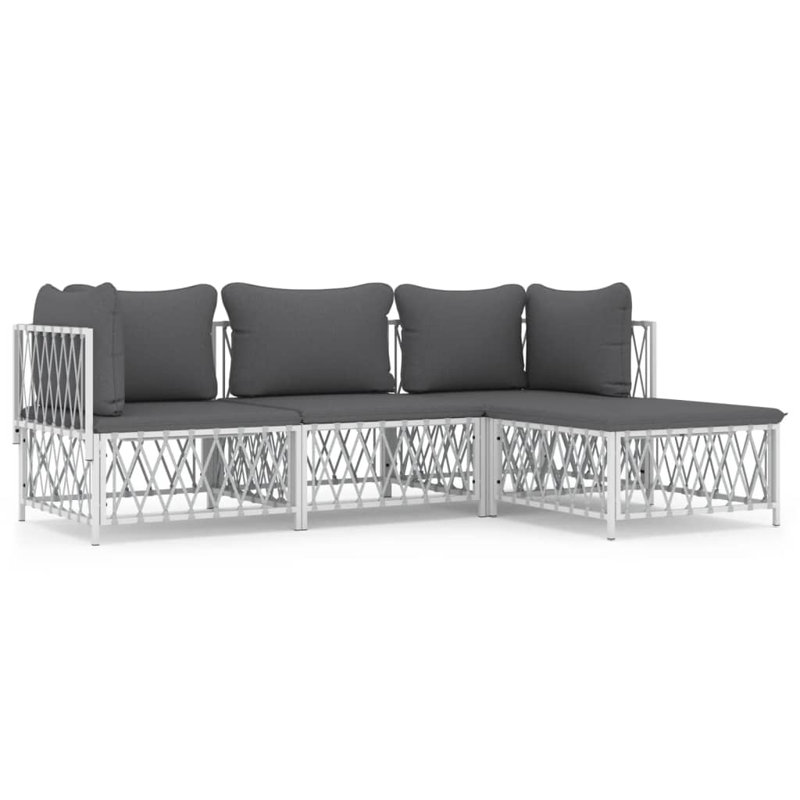 Ensemble de conversation avec coussins 4 pièces, Blanc