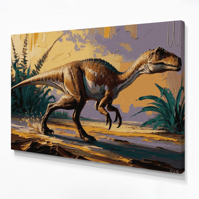 «Dinosaur Gallimimus», art mural sur toile noire, H 11 po x l 14 po