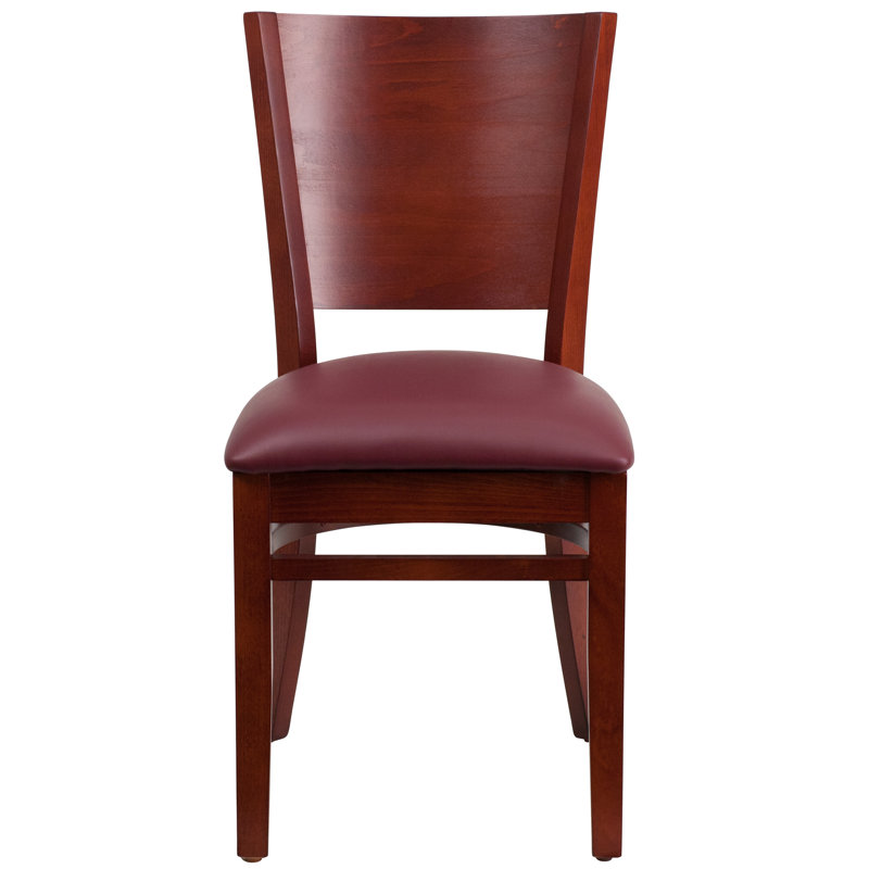 Kadircan Solid Back Wooden Restaurant Chair, Mahogany/Burgundy