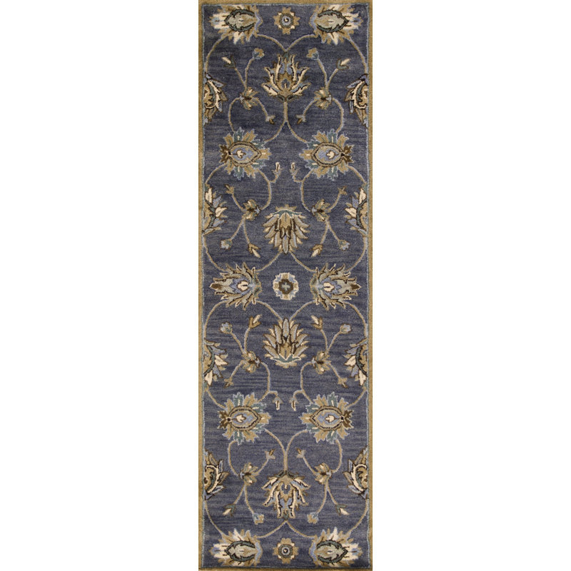 Tapis oriental en laine touffeté à la main Blarwood, Minuit minuit, Tapis de couloir 2 pi 3 po x 7 pi 6 po