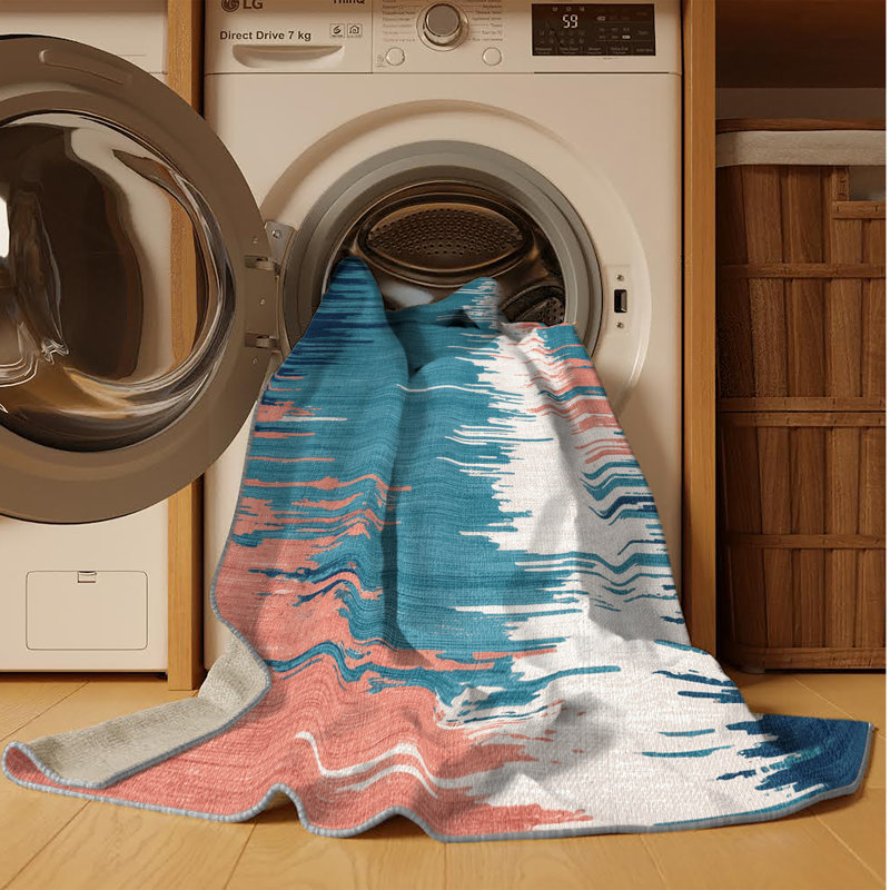Tapis aquarelle lavable à la machine, Carré 8 pi
