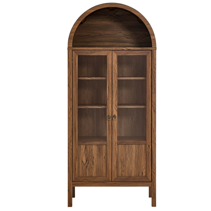 Modway Tessa Arched Display Cabinet, Walnut