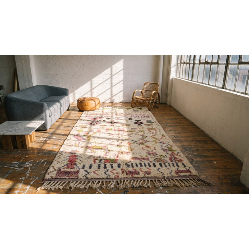 Tapis tribal rétro ivoire Beni Ourain