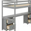 Loft Bed Frame With Built-In Desk And Double Storage Drawers-1261045123