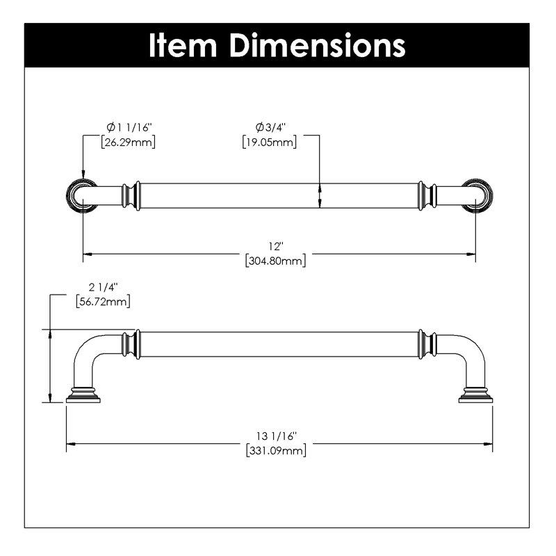 Berkshire Collection Appliance Pull - Cabinet Pull - Farmhouse Hardware for Drawers & Cabinets, Brushed Golden Brass, 12"