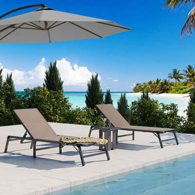 5-Position Adjustable Textilene Outdoor Chaise Lounge (Set of 2) 