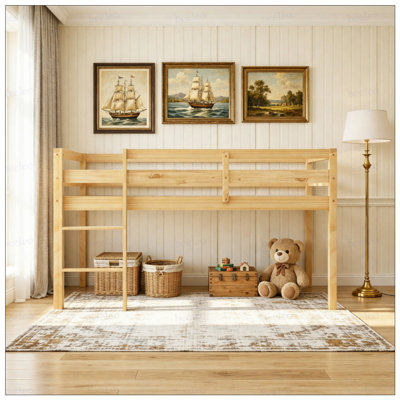 Practical Wood Loft Bed With Ladder For Comfortable Rest And Play, Suitable For Various Home Decorations And Maximizing Space