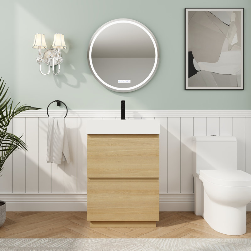 Meuble-lavabo 24 po avec 2 tiroirs, meuble-lavabo moderne pour petites salles de bain, 24"