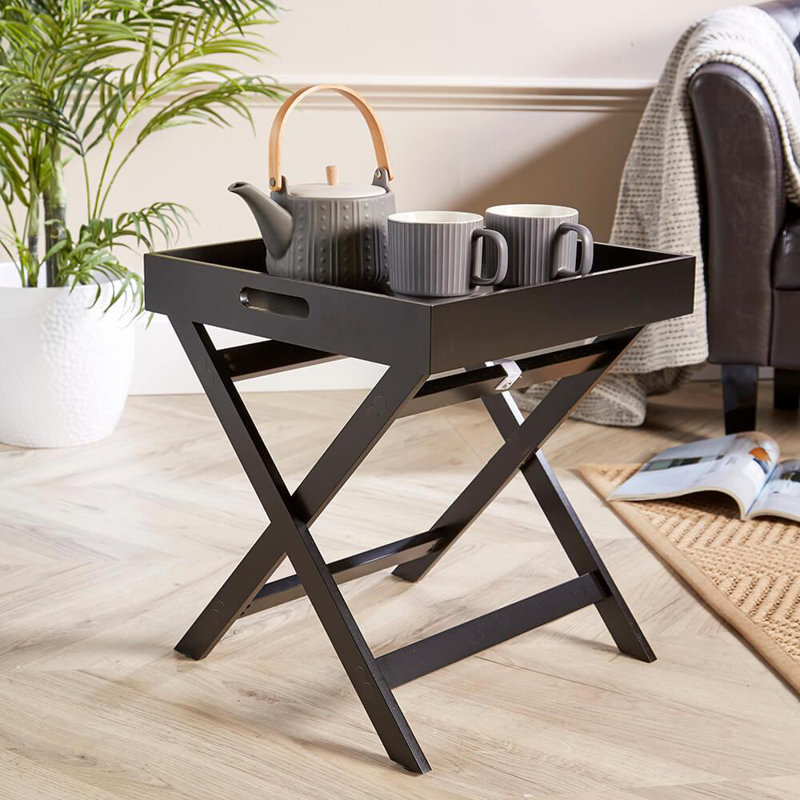 Ayushi Tray Top End Table, Black