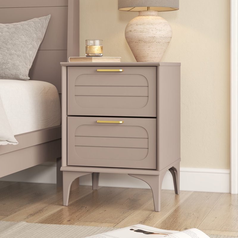  2 Drawer Bedside Table, Warm Nude