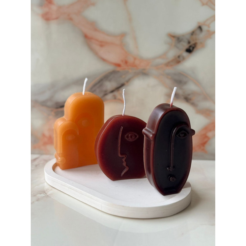 Elegant Concrete Candle Set (4 Pieces) - 100% Concrete Holders, Soya Candles | Includes 1 x 3 x 5 cm, 2 x 8 x 7 x 3 cm, 2 x 10 x 5 x 3 cm Candles, Plate Size: 7.1 x 3.5 x 0.8 inches | Perfect for Home Décor & Relaxation