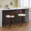 Tabouret de bar pivotant de style Mid-Century beige moderne de 26 po avec dossier et pieds en noyer