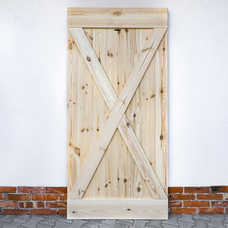 Gaskins Solid Pine Sliding Door Unfinished