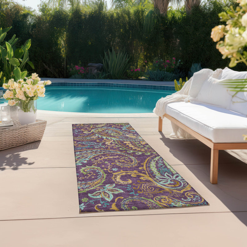 Tapis intérieur / extérieur Kinslee, Tapis de couloir 2 pi 3 po x 7 pi 6 po