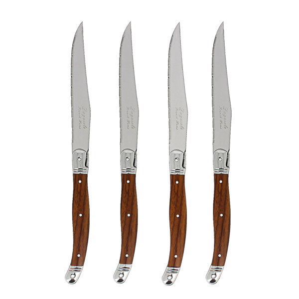 Dubost Laguiole Black Faux Horn Steak Knives - Set of 6
