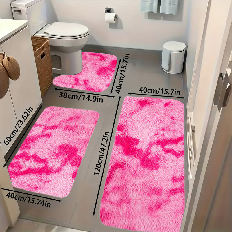 Ensemble de tapis de salle de bain 3 pièces, Rose