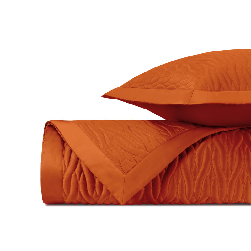Napa Quilted Sateen Coverlet Set, Clementine, Queen Coverlet + 2 Euro Shams