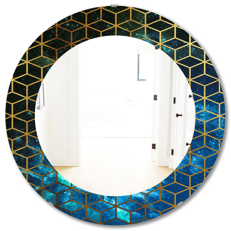Capital Honeycomb Contemporary Accent Mirror, 31.5" H x 31.5" W, Blue/Gold