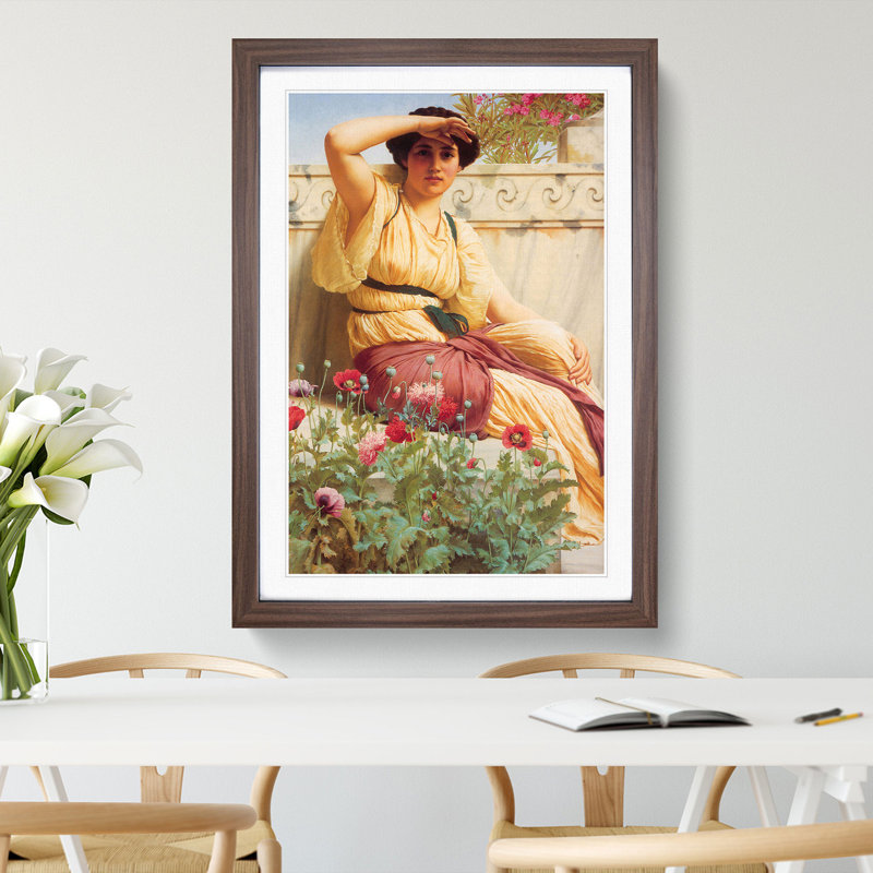 A Tryst by John William Godward - Picture Frame Graphic Art, Walnut Framed, 36cm H x 27cm W x 2cm D