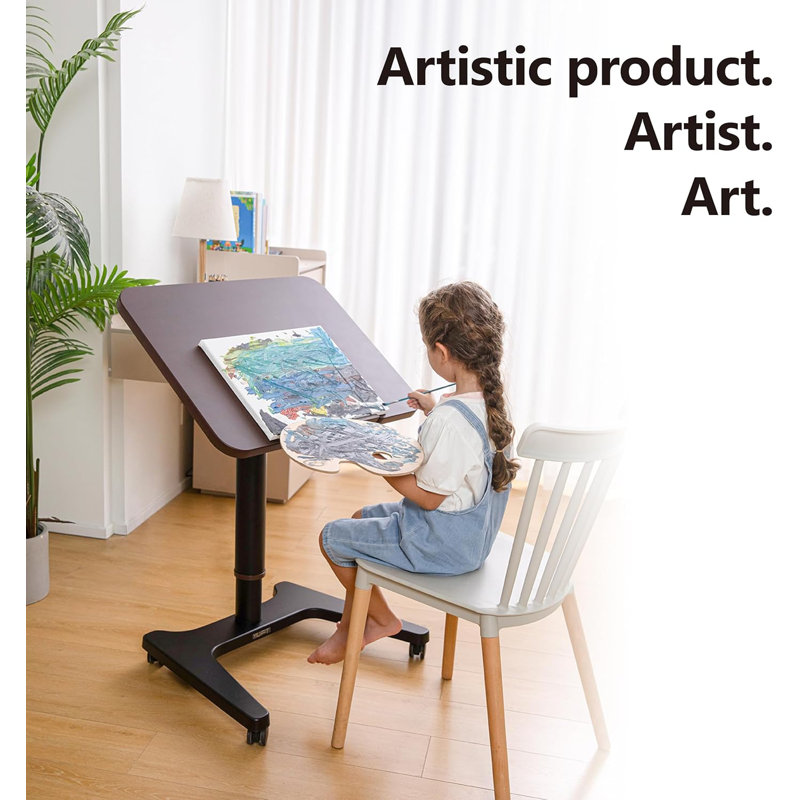 Cordless Auto-Lifting Adjustable Standing Desk With Tiltable Desktop, Smooth Height Adjustment, And Mobile Casters