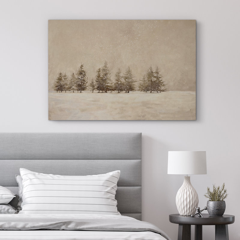 «Winter Minimalist Snowy Pine Trees», reproduction de paysage, cadre photo, impression sur toile, art mural, Toile tendue