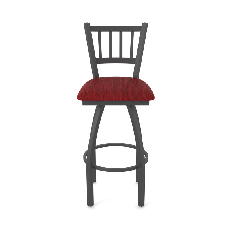 XL 810 Contessa Swivel Stool, Pewter, Fabric-Graph Ruby, Counter Stool (25” Seat Height)