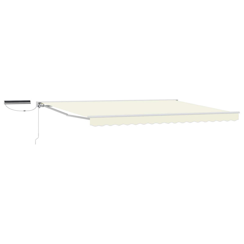 VidaXL Polyester Cover Retractable Patio Awning, Cream/White, No Pattern, 450cm W x 350cm D