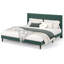 Base de lit plateforme tapissier, tête de lit en tissu et lattes en bois-382029959-382029953