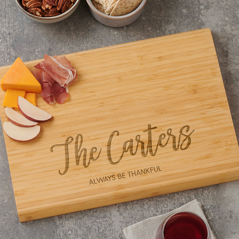 Seasonally Script Personalized 18X14 Bamboo Charcuterie Board, 10" W x 14" L, Yes
