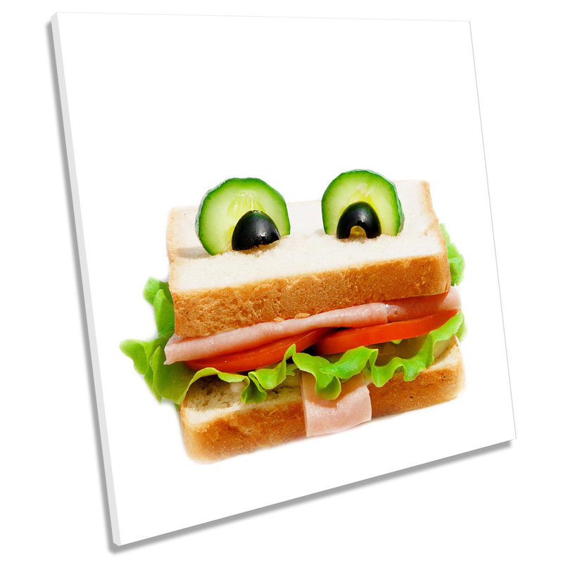 Z2375 Funny Sandwich Food Kitchen - Wrapped Canvas Print, 91.4cm H x 91.4cm W x 4cm D