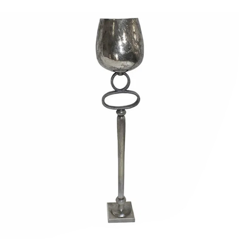 Porte-bougie décorative en métal martelé 25 po