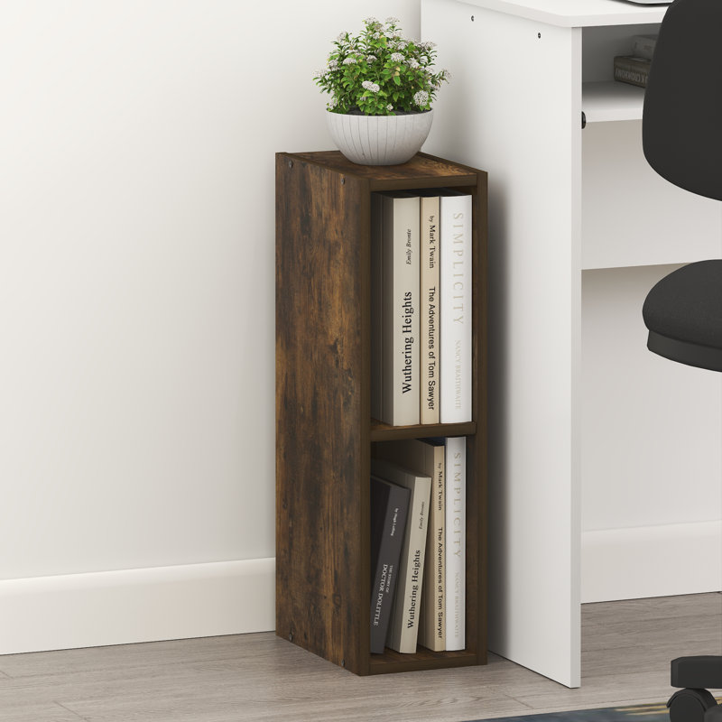 Eviemarie Bookcase, (2 Shelves) 21.18"H x 5.9"W x 9.3"D, Amber Pine