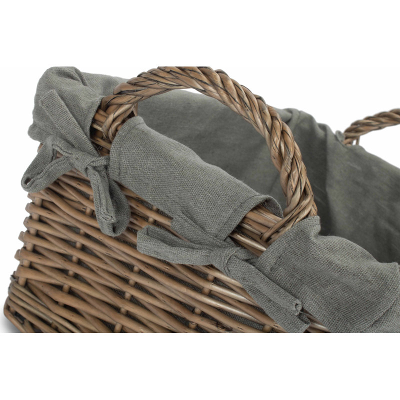 Lily Manor Wicker Handled Storage Basket with Lining, 25cm H x 39cm W x 29cm D