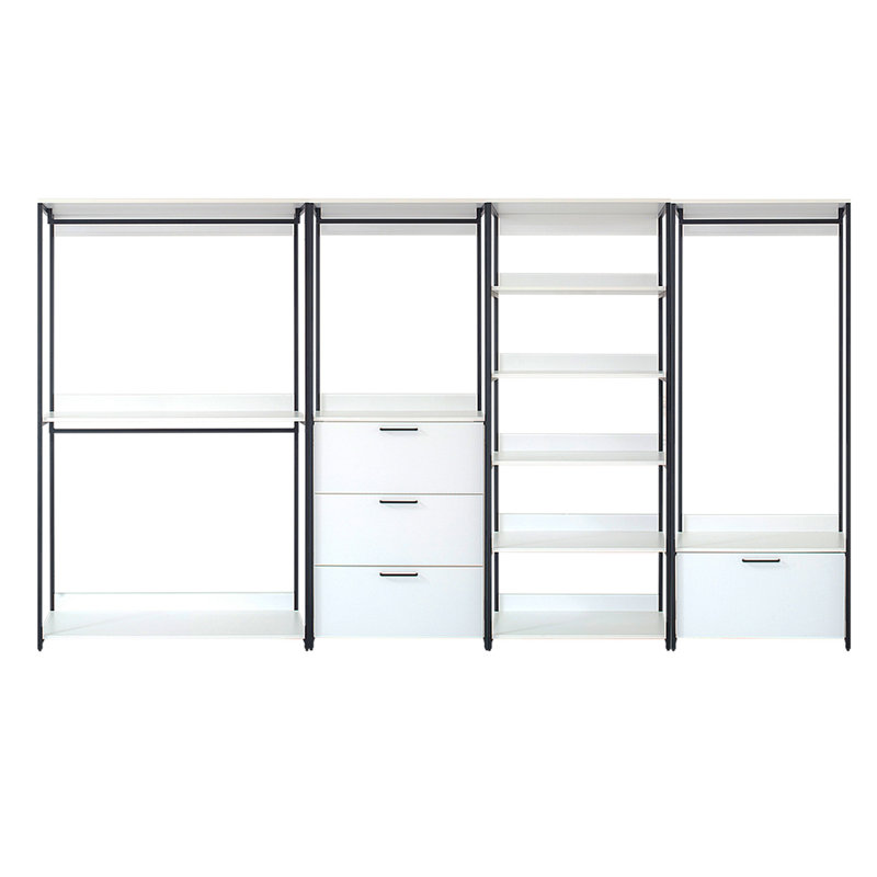 Fiona White Freestanding Walk In Wood Closet System With Metal Frame