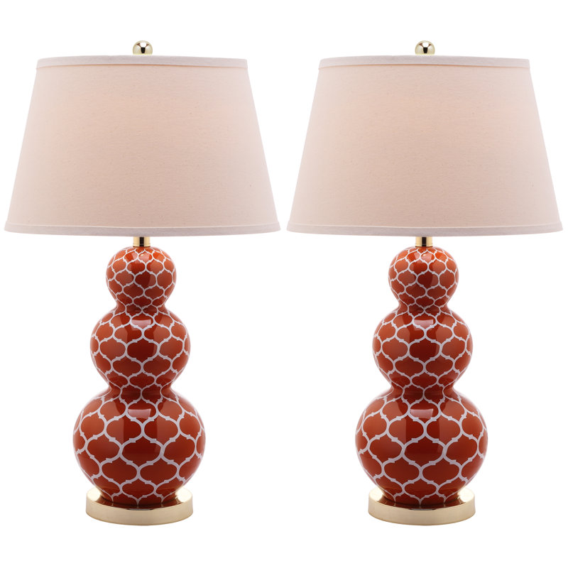Ensemble de 2 lampes de table Kayzleigh Moroccan, Orange sanguine