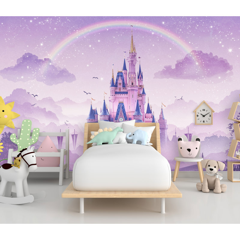 Papier peint princesse et adhésif mural pour chambre de princesse, L 165 po x l 120 po, Peler et coller