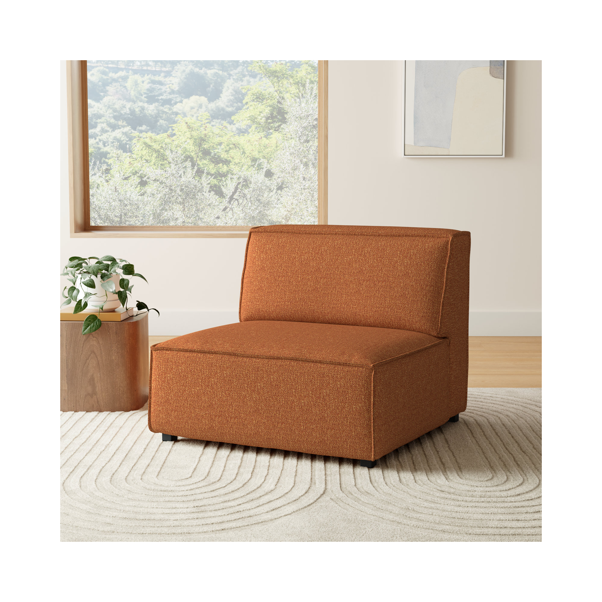 Shonnard Upholstered Slipper Chair, Bjorn Rust Performance Twill