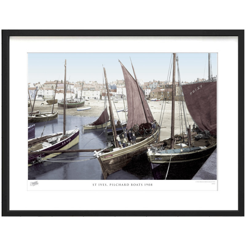 St Ives, Pilchard Boats 1908 by Francis Frith - Single Picture Frame Print, 28cm H x 36cm W x 2.3cm D