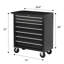 Armoire à outils noire verrouillable à 7 tiroirs avec rangement à roulettes pour garage et atelier