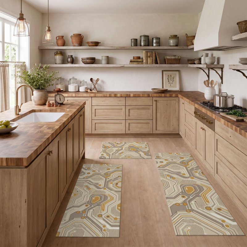 Tapis de cuisine géométriques antidérapants lavables