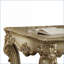 Patine dorée Table basse Bone avec pieds à volutes, surface carrée polyvalente pour le salon
